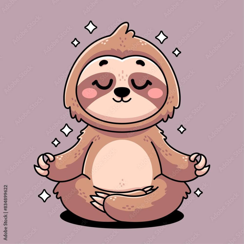 Fototapeta premium Cartoon Yoga Sloth
