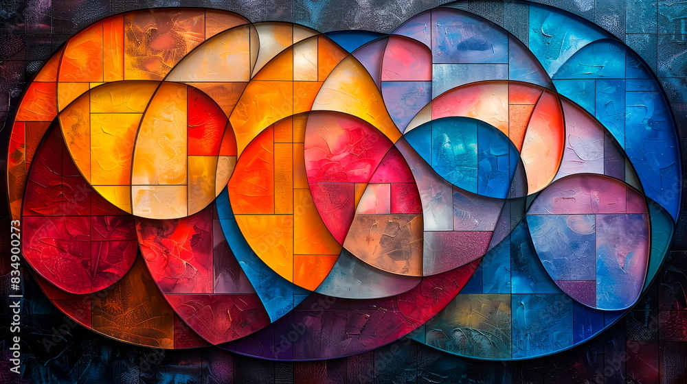 Fototapeta premium abstract panels with swirling arcs and luxurious geometric shapes