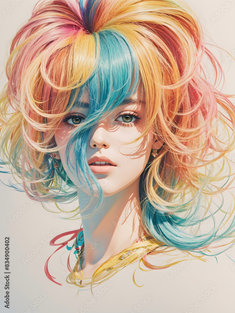 Fototapeta premium poster girl with colorful hair