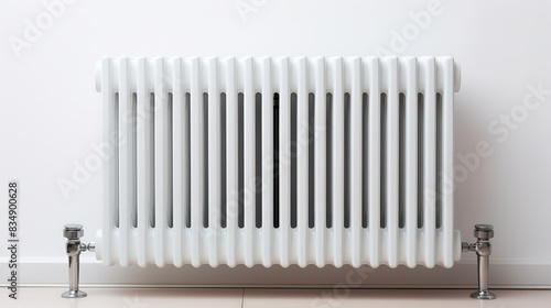 Wallpaper Mural Modern white radiator heating system installed against a clean, white wall, providing warmth and comfort in a contemporary home. Torontodigital.ca