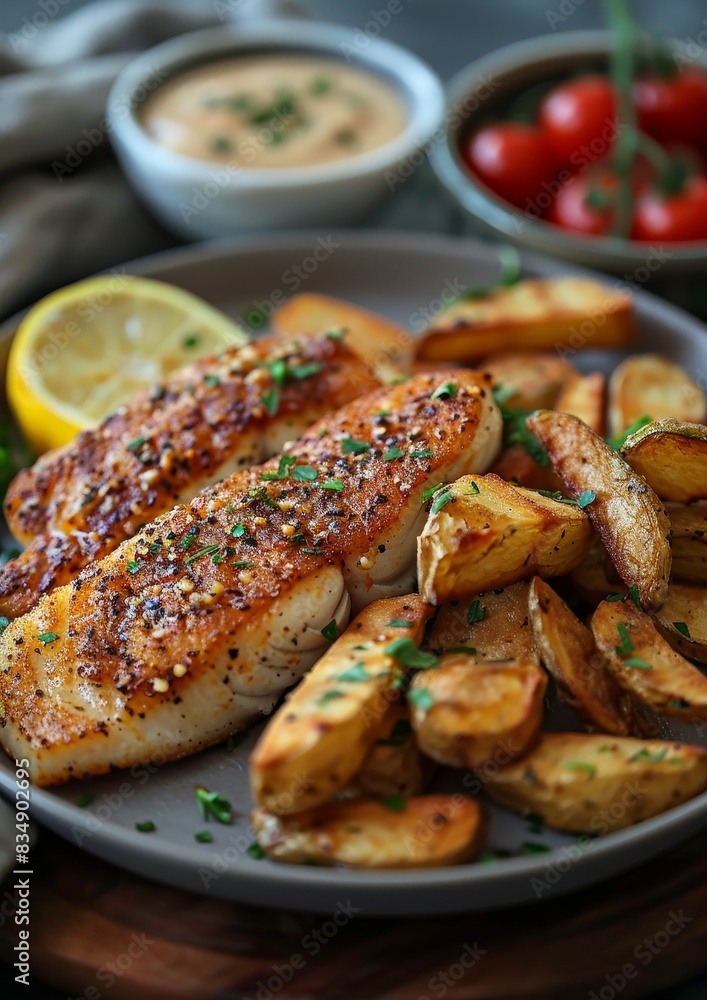 Fried Catfish - Fried catfish fillets with a side of tartar sauce. Fried Catfish - Fried catfish fillets with a side of tartar sauce.