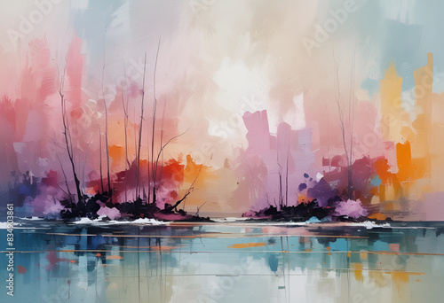 minimal modern wall art design with pastel colors ready to print on canvas, japandi, rustic 