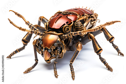 Steampunk beetle illustration. Funny insect mutant. 