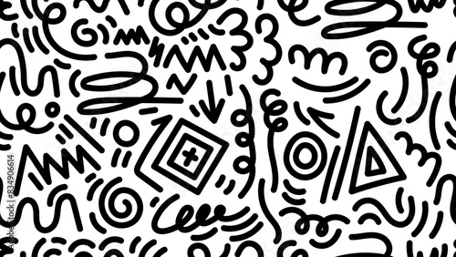 Doodle line art seamless background