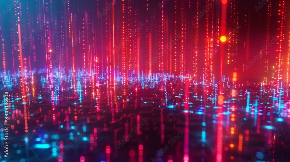 Vibrant abstract digital landscape with colorful lights and futuristic design, ideal for technology and innovation concepts. Vibrant abstract digital landscape with colorful lights and futuristic design, ideal for technology and innovation concepts.