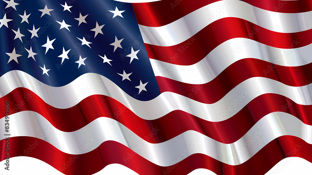 Detailed American Flag floating in the wind Detailed American Flag floating in the wind