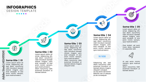Infographic template. Growing chart with 5 steps