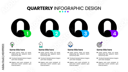 Infographic template. Quarterly chart with 4 steps