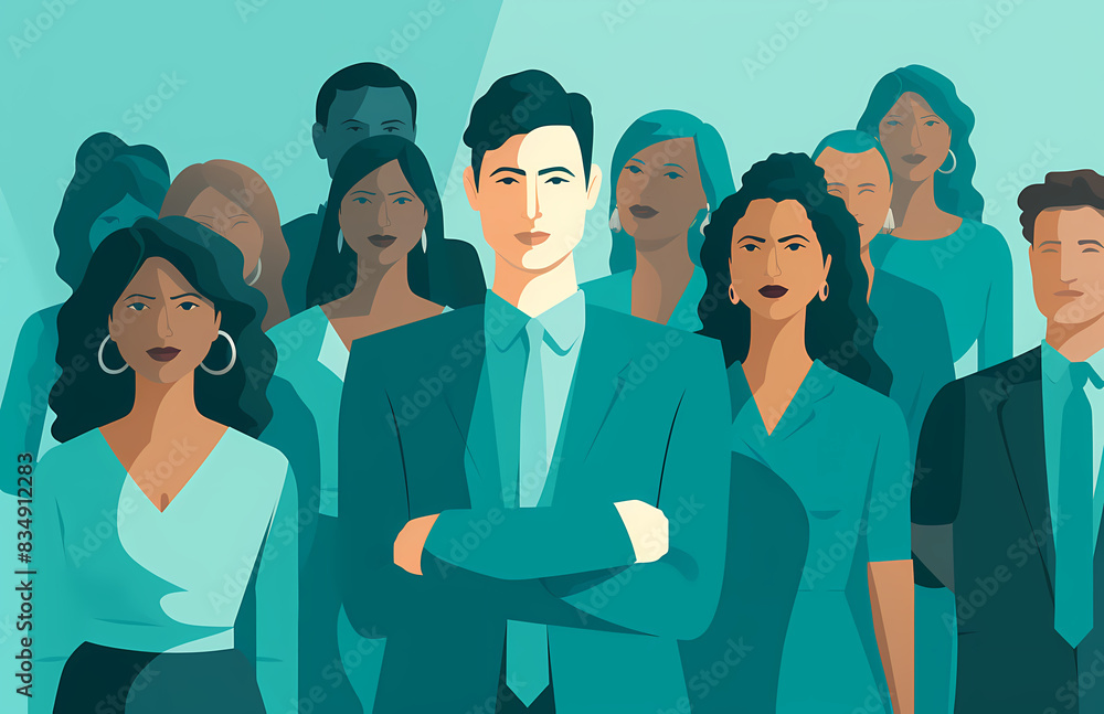 Determined Nonprofit Team in Teal Airy Color Scheme - Illustration of People with Arms Crossed Determined Nonprofit Team in Teal Airy Color Scheme - Illustration of People with Arms Crossed