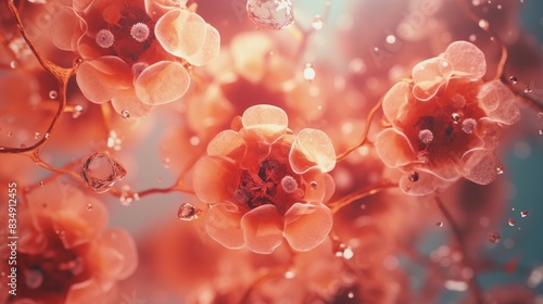 Collagen serum exosome for skin repair and moisturizing 3d rendering macro background