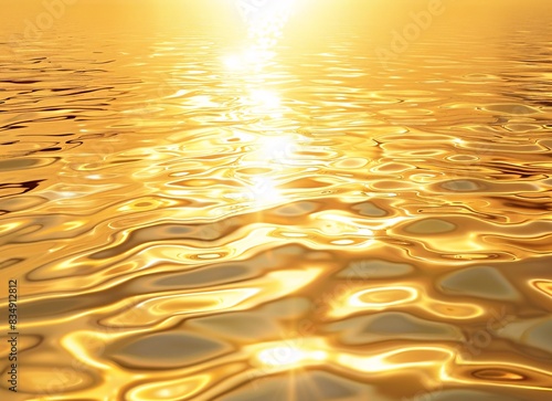 a golden water surface with the sun shining