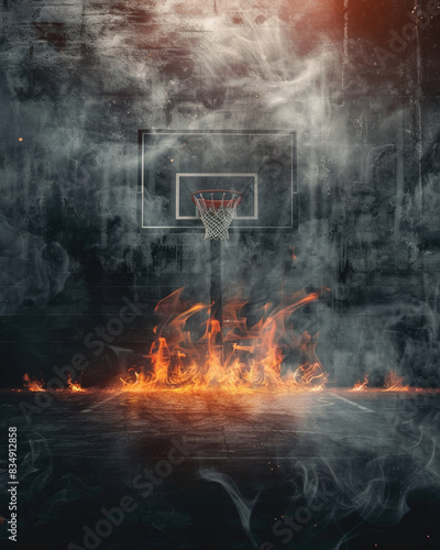 basketball fire and smoke digital photography backdrops overlay 1