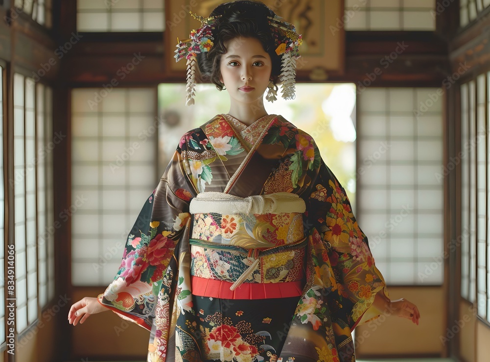 A Japanese maiko wearing a kimono A Japanese maiko wearing a kimono