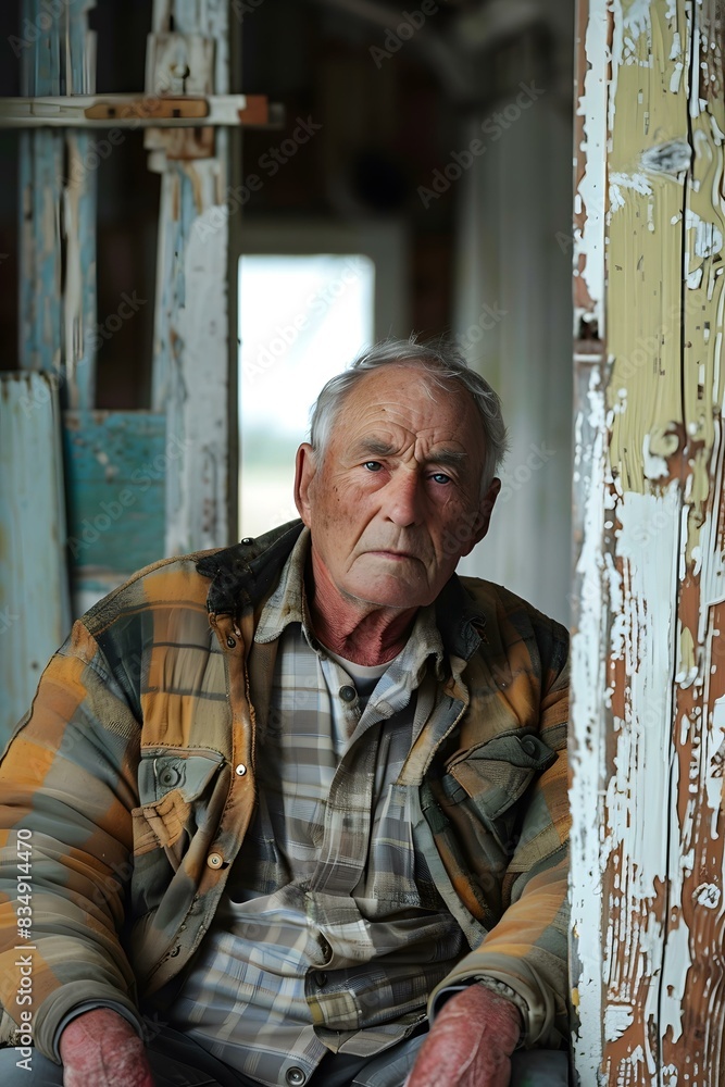 Portrait of an Elderly Man in a Dilapidated Building Portrait of an Elderly Man in a Dilapidated Building