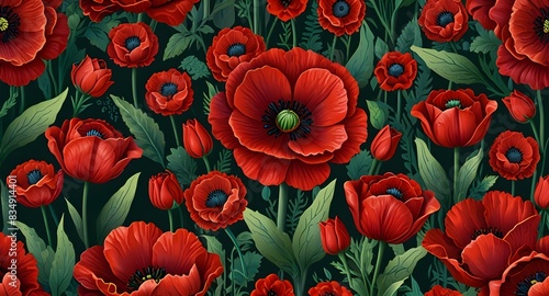 Wallpaper Mural red tulips in the garden for background  Torontodigital.ca