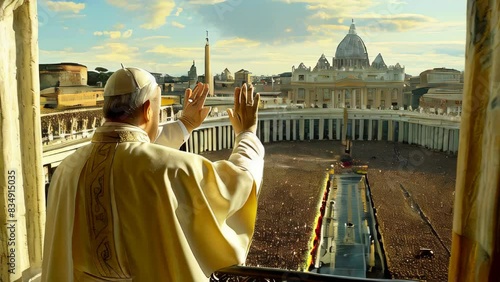 The pope blessing the crowd from the balcony