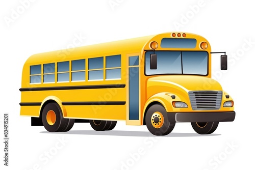 Yellow School Bus 2D Flat Illustration. School Bus mockup with copy and logotype space Isolated. school bus isolated, flat design icon back to school concept.