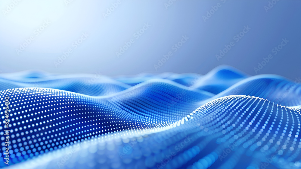 Blue dots in 3D perspective vector abstract background, multimedia internet information theme, wave stream of science technology or business blank template for ads. Blue dots in 3D perspective vector abstract background, multimedia internet information theme, wave stream of science technology or business blank template for ads.