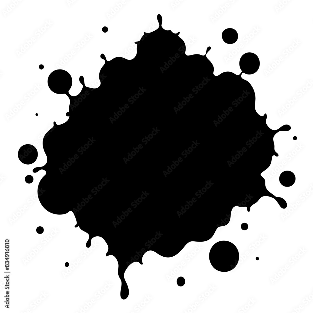 A black ink splash against a white backdrop depicts a striking contrast A black ink splash against a white backdrop depicts a striking contrast