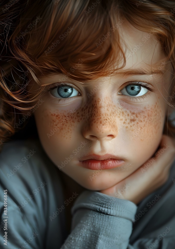 Freckled boy close up portrait Freckled boy close up portrait
