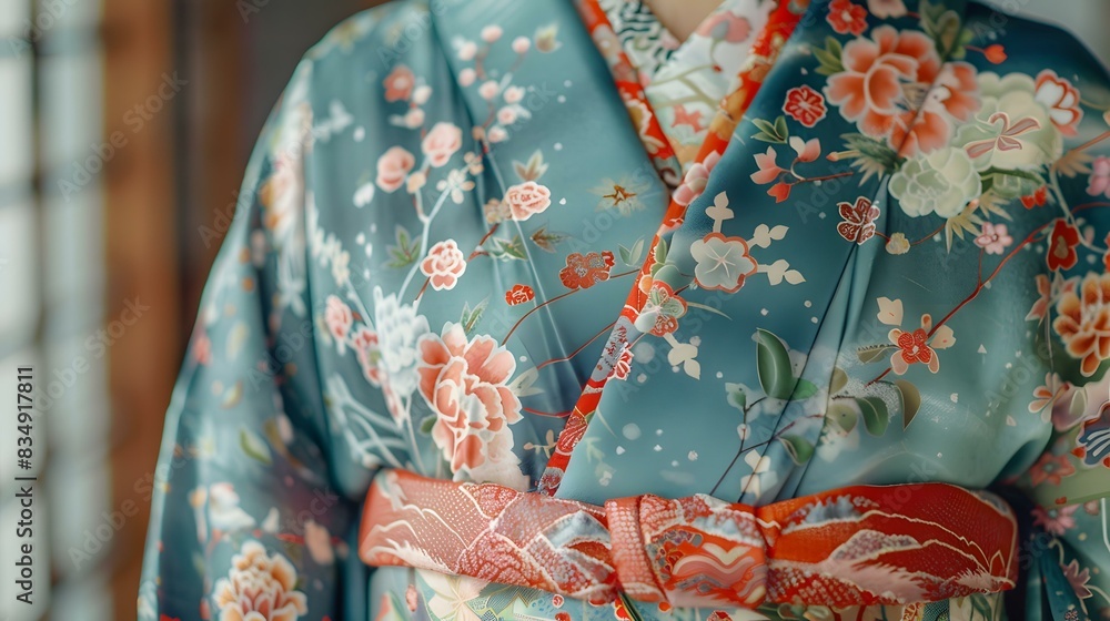 Naklejka premium A kimono with a floral pattern