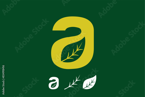 Letter a logo design leaf green nature gardening eco business name ide...