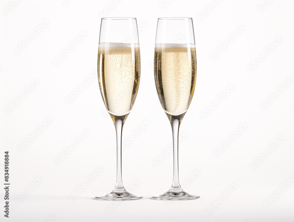 two glasses of champagne with bubbles two glasses of champagne with bubbles