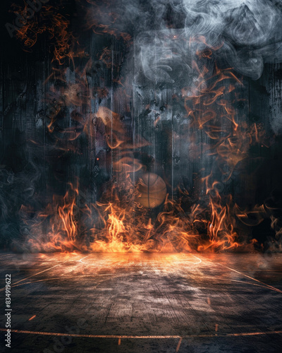 basketball fire and smoke digital photography backdrops overlay 8