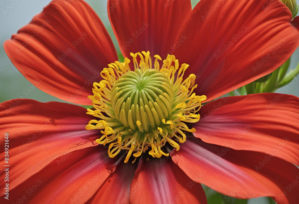 Vibrant Red Macro Flower Bathed in Morning Sunlight Vibrant Red Macro Flower Bathed in Morning Sunlight
