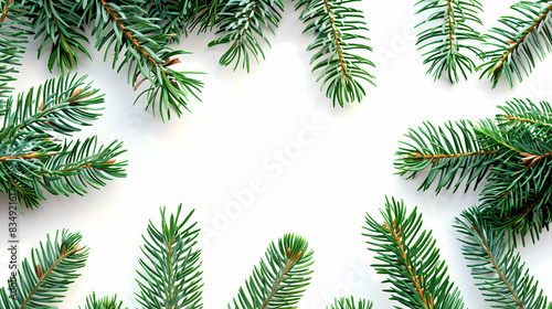 Festive Composition with Fir Tree Branches Isolated - Christmas Decoration