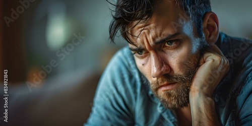 Portrait of a man with a beard looking away photo