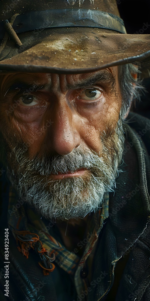 Obraz premium portrait of an old man with a hat
