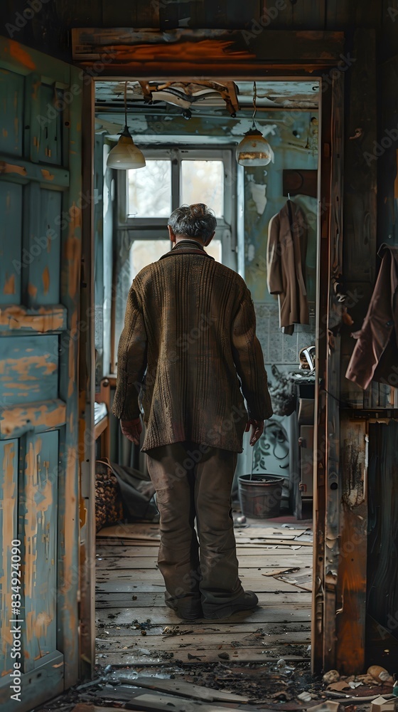 An old man standing in a doorway An old man standing in a doorway