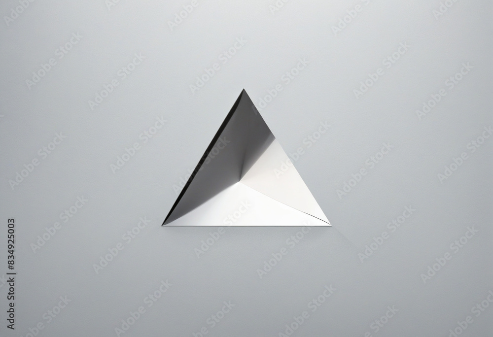 Fototapeta premium Modern Geometric Abstract: Triangular Pyramid Sculpture Composition