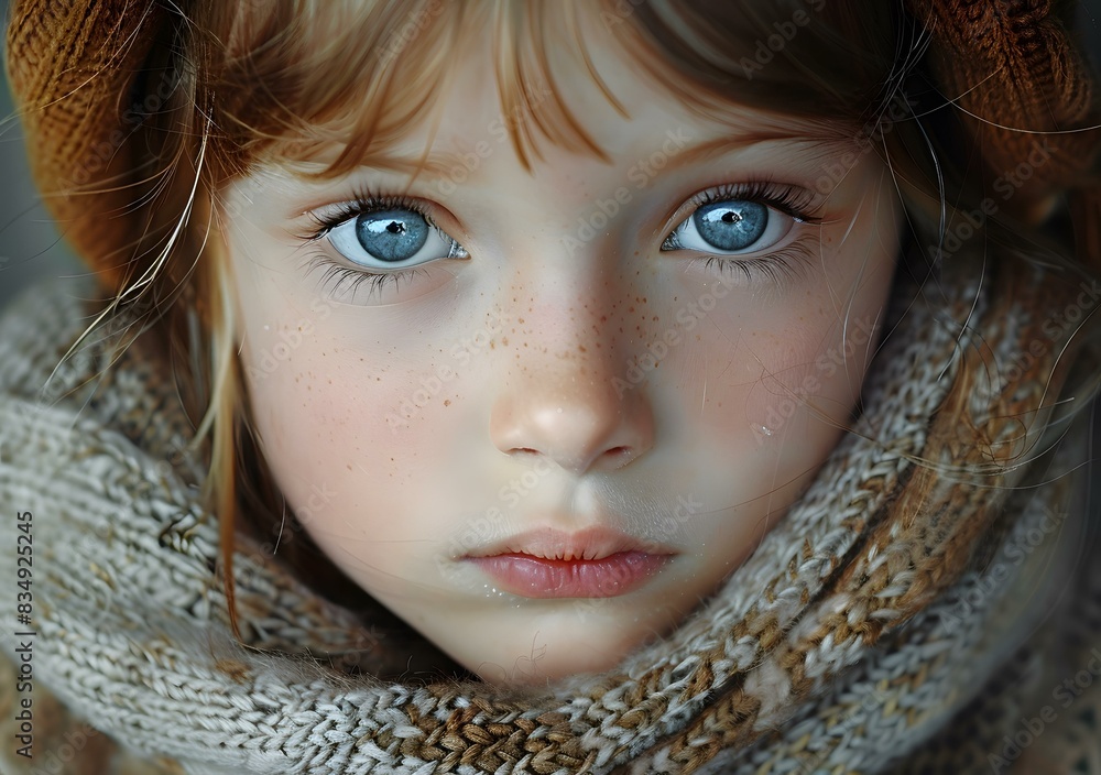 Portrait of a girl with blue eyes and freckles Portrait of a girl with blue eyes and freckles