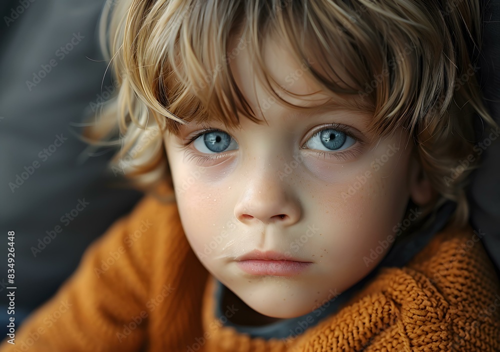 Portrait of a young boy with blond hair and blue eyes Portrait of a young boy with blond hair and blue eyes