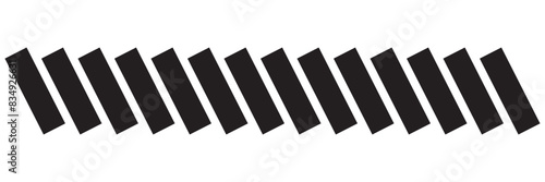 Slash divider. Slash line border. Diagonal parallel lines divider strip. Angle of tilt stripes. Black pattern of footer isolated on white background. 11:11