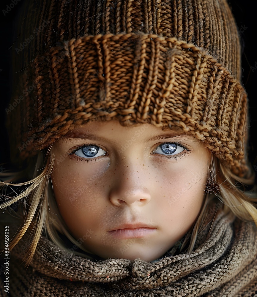 portrait of a girl in a brown hat and scarf portrait of a girl in a brown hat and scarf