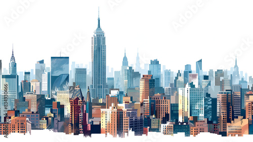 City buildings png border  New York cityscape  transparent background