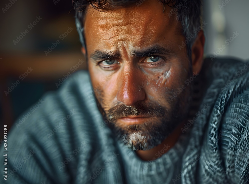 Portrait of a man with scars on his face Portrait of a man with scars on his face