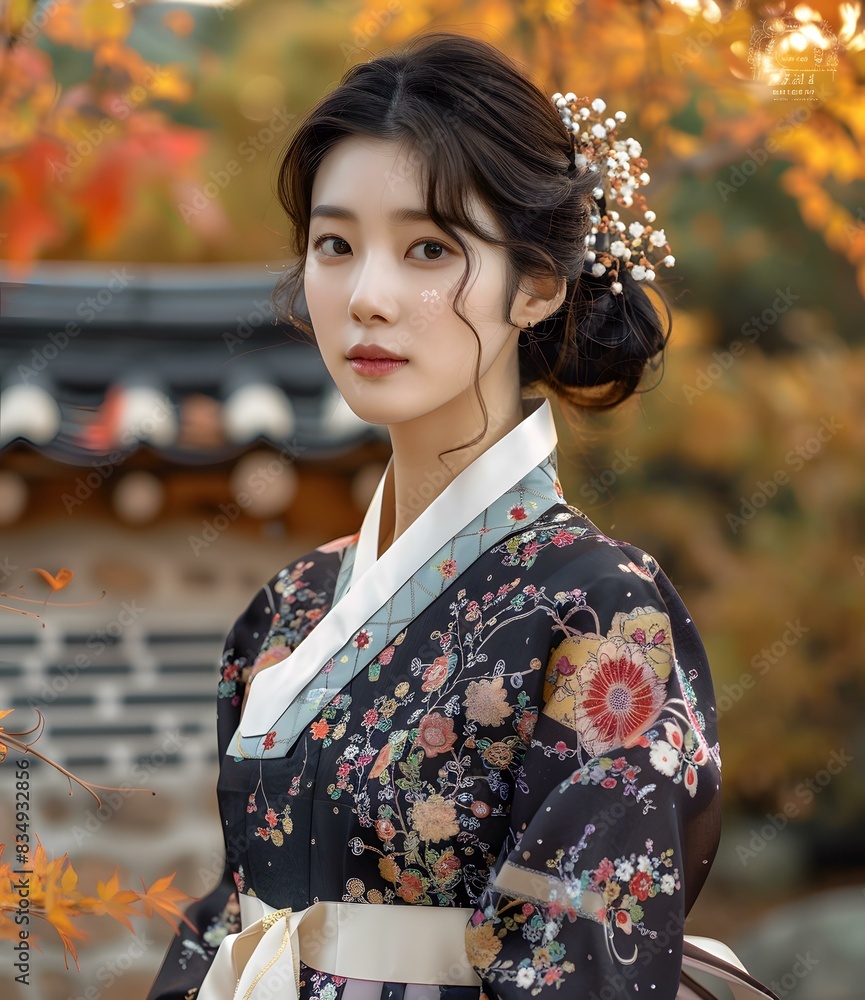 Portrait of a young woman in a hanbok