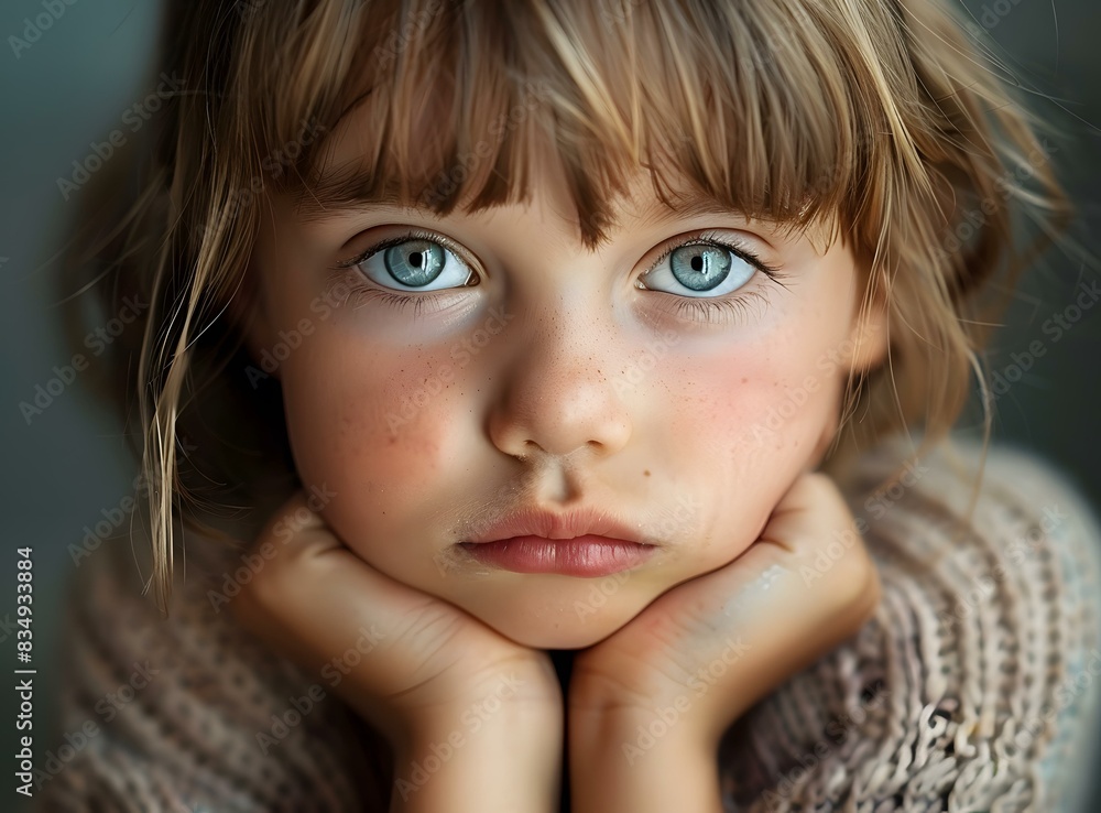 Portrait of a young girl with blue eyes and freckles Portrait of a young girl with blue eyes and freckles