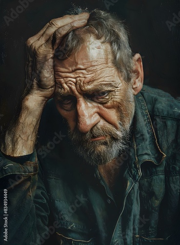 Portrait of an old man with a beard photo