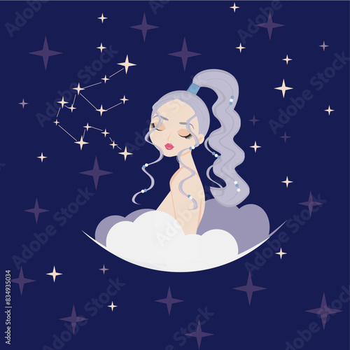 Aquarius, horoscope in the style of cute girls