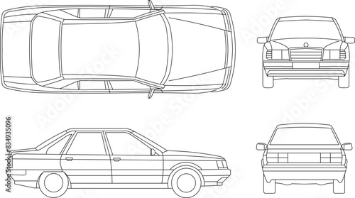 Vector illustration sketch design drawing of personal transportation vehicle, family car for out of town