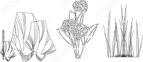 Vector illustration sketch of unique tree plant notation logo icon design seen from the front for garden greenery decoration