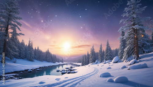 Starry Winter Night: A Magical Christmas Scene © Martina