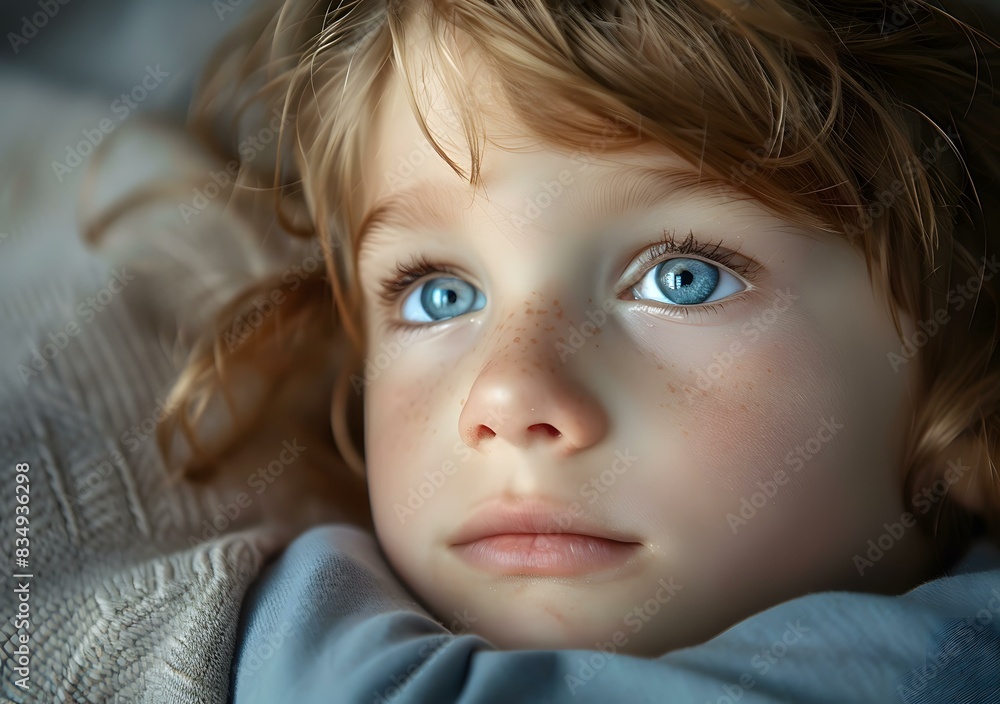 Portrait of a young boy with freckles and blue eyes Portrait of a young boy with freckles and blue eyes