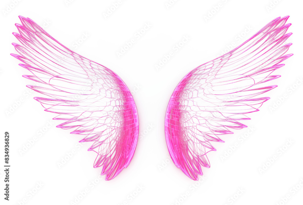 Obraz premium PNG Neon wings wireframe light purple night.
