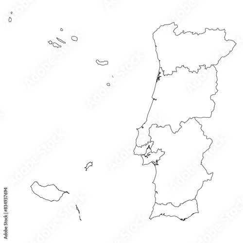 Map of regions of Portugal. Vector illustration.